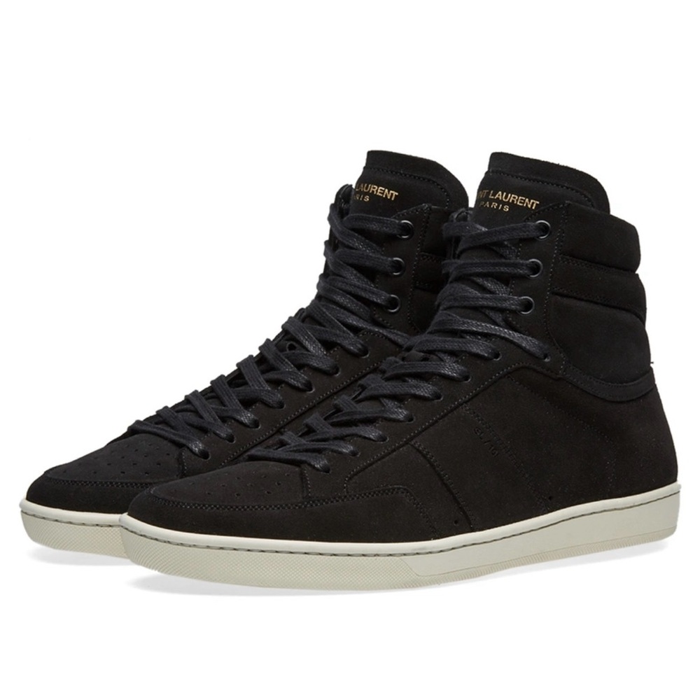 Saint Laurent Black Suede High-Top Sneakers